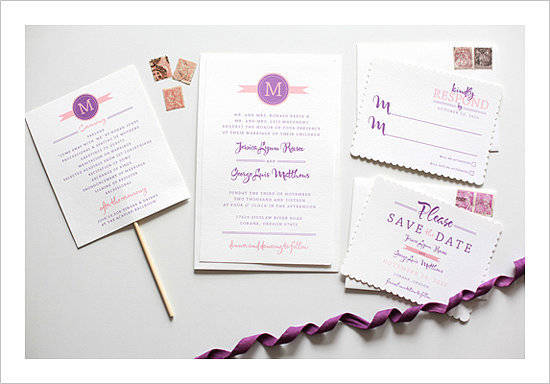 Modern Monogram Wedding Invitation