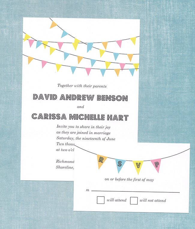Bunting Banner Wedding Invitation