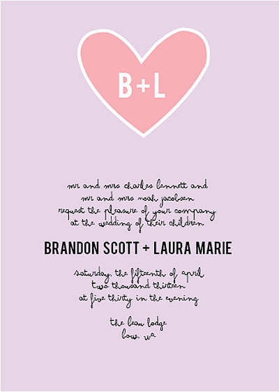 Heart Initials Wedding Invitation