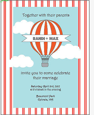 Hot Air Balloon Wedding Invitation