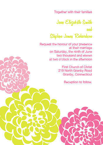 Pink and Gold Chrysanthemum Wedding Invitation
