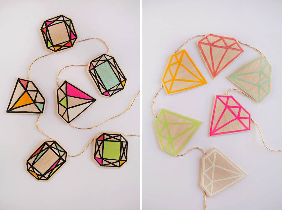 Wood Gemstone Garland