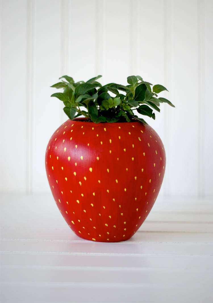 Painted Strawberry Herb Planter