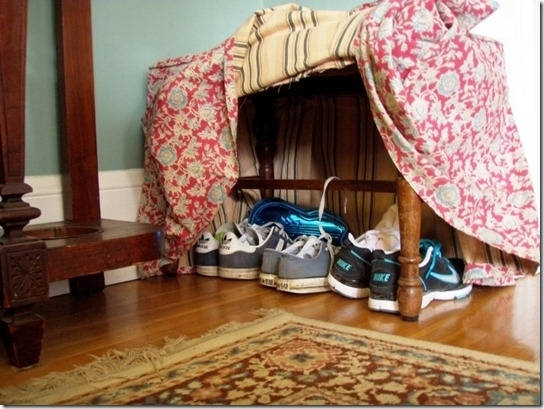 Hide Shoes Under a Slipcovered Bench