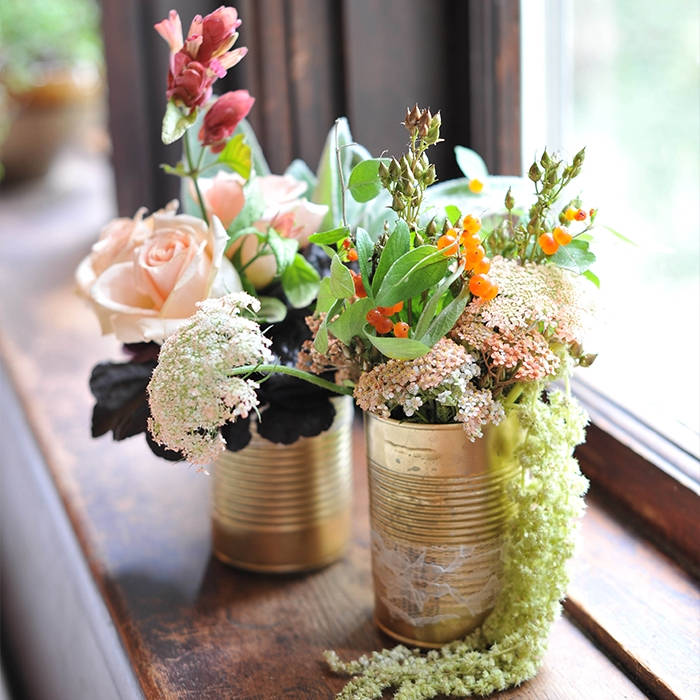 Gold Soup Can Flower Vase