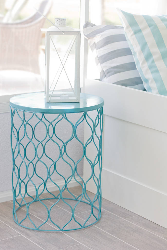 Spray paint trash can and flip - instant side table