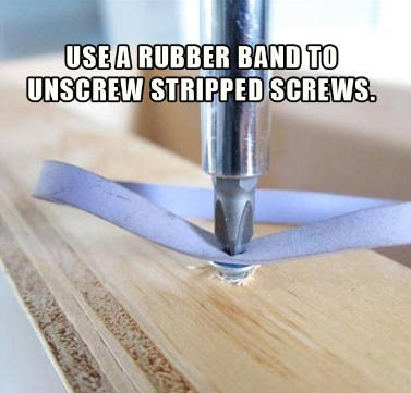 Rubber Band to Unscrew Stripped Screws