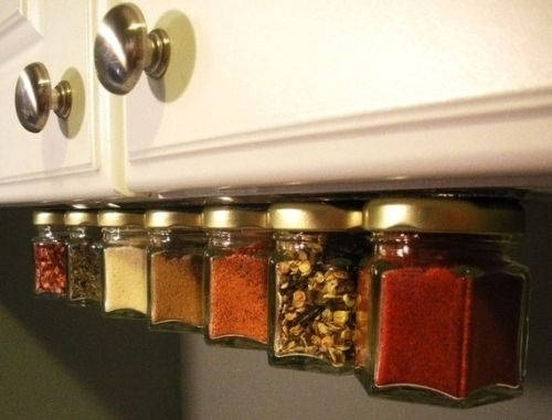 Use Magnet Strip Under the Cabinet to Store Spices