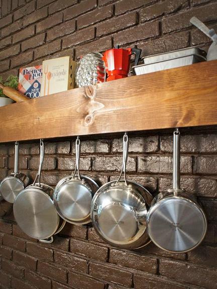 Kitchen Storage Shelf and Pot Rack