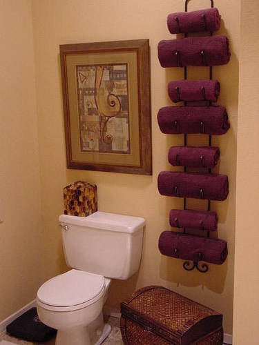 Use Wine Rack as Towel Holder