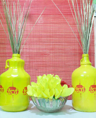 Stenciled Spray Painted Bottles
