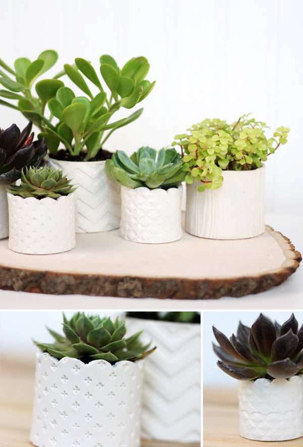 Stamped Clay Succulent Pots