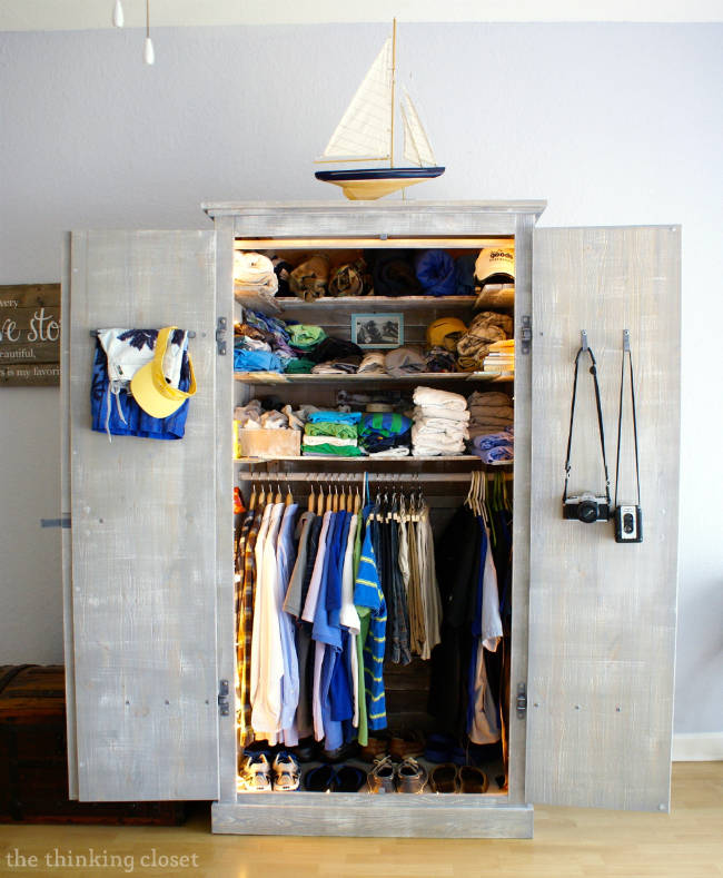 Whitewashed Fjell Wardrobe with Pallet Shelves