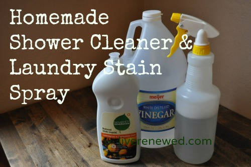 Vinegar and Dishsoap for Shower Cleaner & Laundry Stain Remover