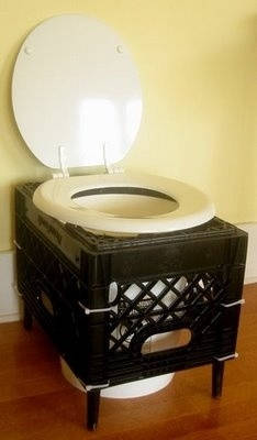 Toilet Made From a Milk Crate
