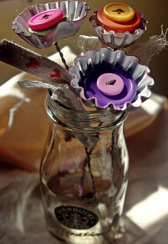 Vintage Cookie Cutter Button Flowers