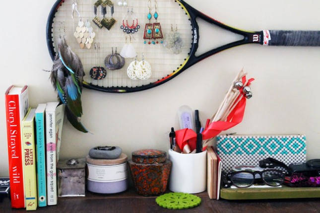 Turn a Tennis Racket into an Earring Caddy