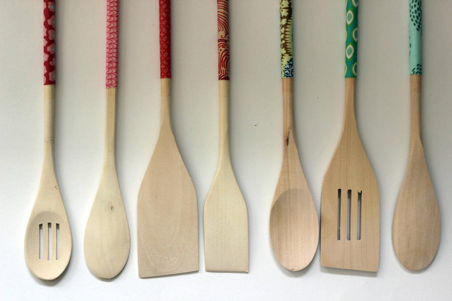 Fabric Covered Wooden Spoons