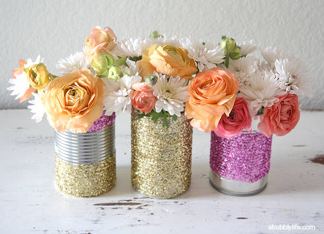 Upcycled Glitter Vase