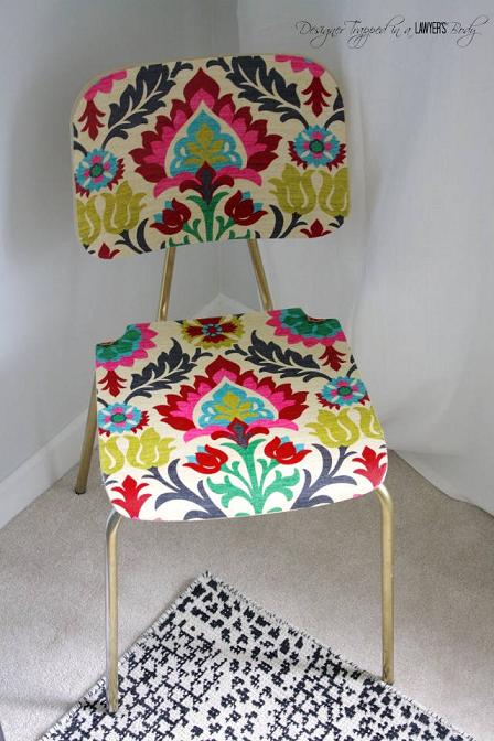 Chair with Fabric and Mod Podge