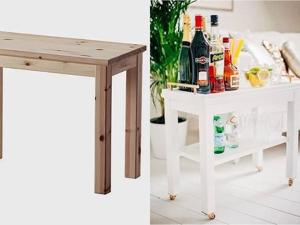 Turn side table into an elegant bar cart
