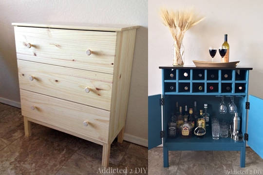 3 Drawer Chest to Bar Cabinet