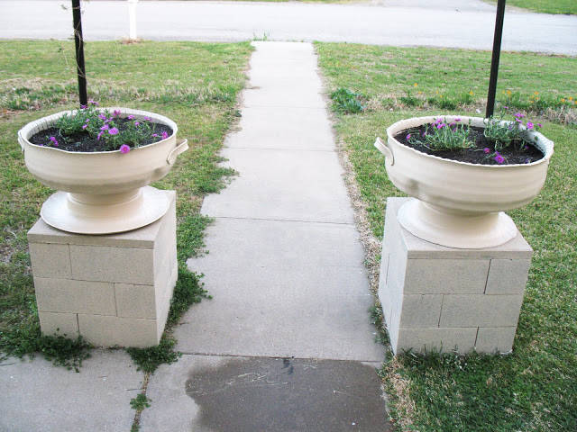 Planters with Cinder Block Plinth