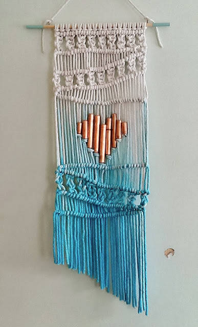 Ombre Macrame Wall Hanging with a Copper Pipe Heart