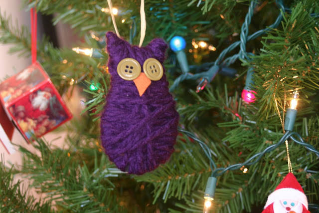 Simple Yarn and Button Owl Ornament