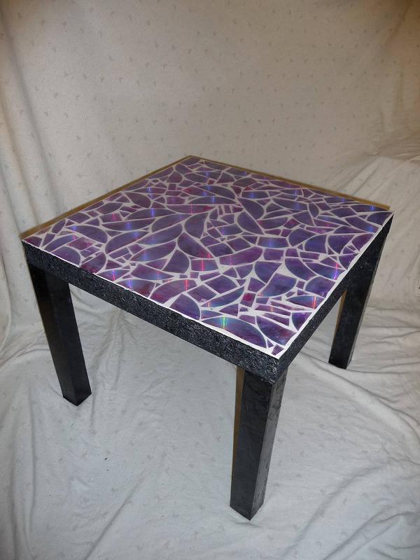 Recycled CD Mosaic Table