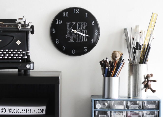 Chalkboard Clock from Pot Lid