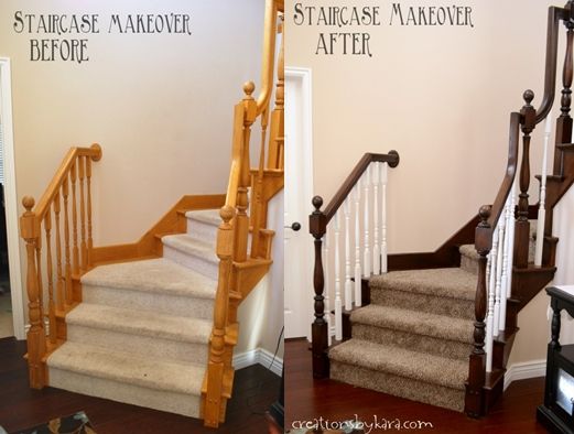 Staircase Makeover with Stain and Paint