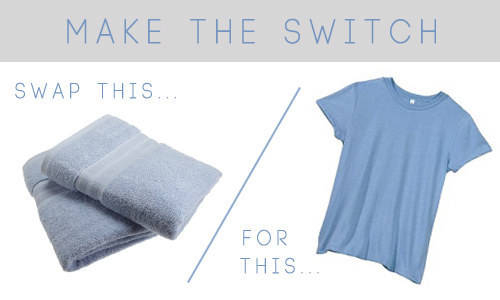 Save time by drying your hair with a tee shirt instead of a towel