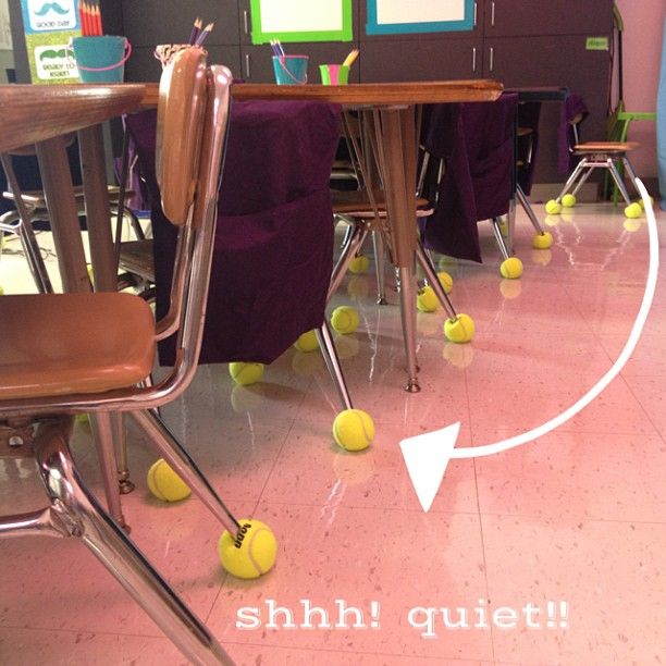 Cover chair feet with tennis balls