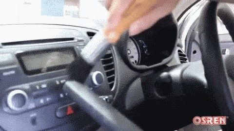 Use Vacuum and brush duster combo to clean all your car's knobs and buttons