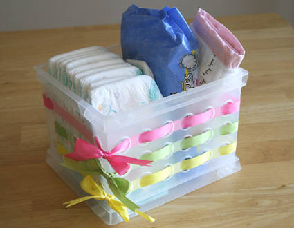 Embellish a Plastic Container with Ribbon