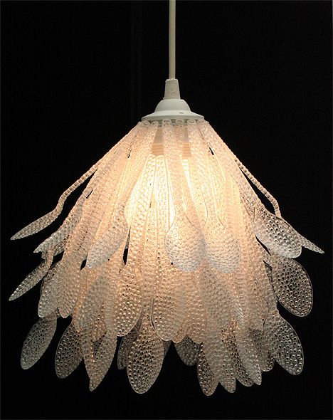 Chandelier Made from Plastic Spoons