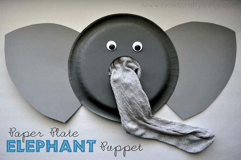 Paper Plate Elephant Puppet