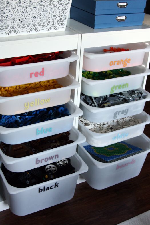 Plastic Drawers Sorted by Color