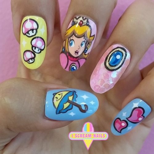 Princess Peach nails