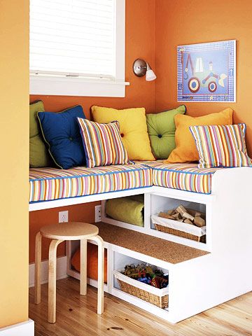 Little ones can use this space as a seating area or remove the pillows to create a desk