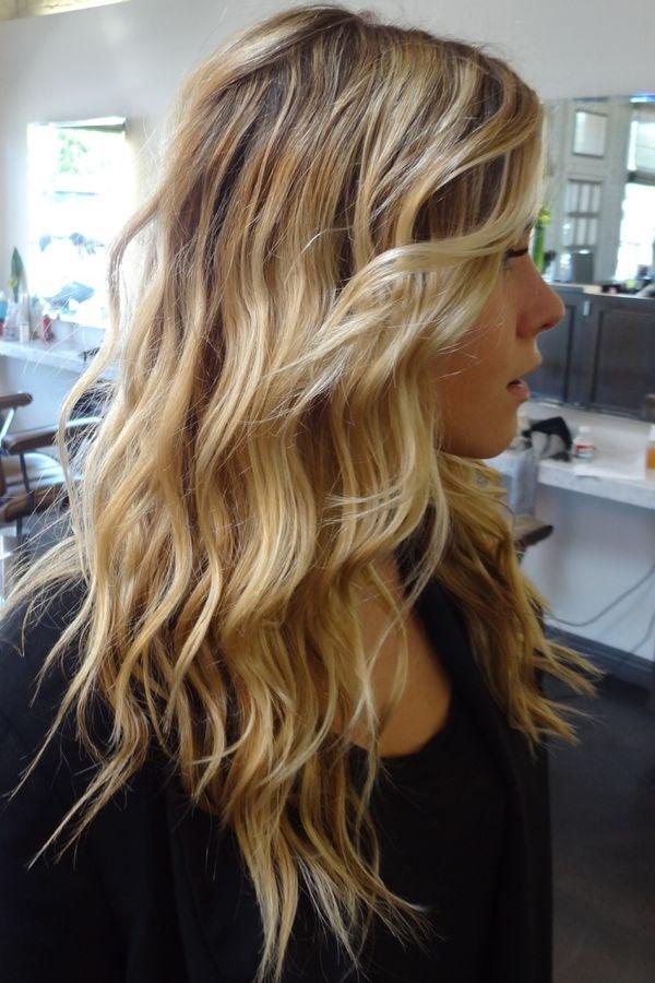 Beautiful ombre on top of the long beach waves