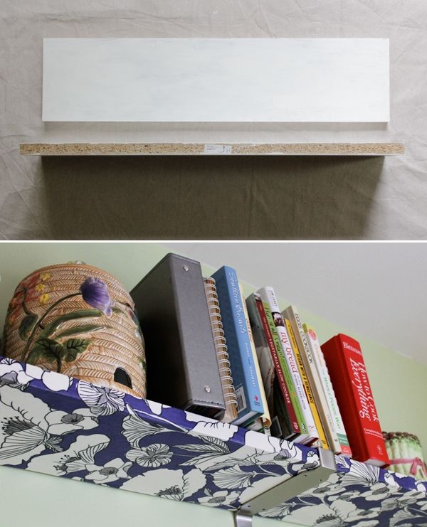 Decoupage Fabric onto Shelves
