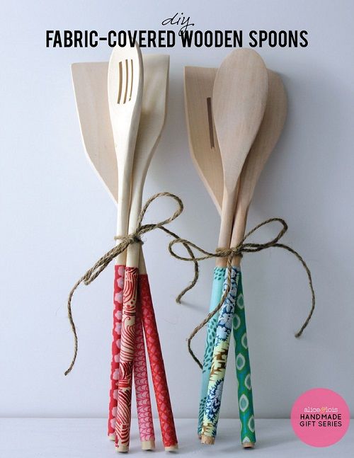 Fabric Covered Wooden Spoons