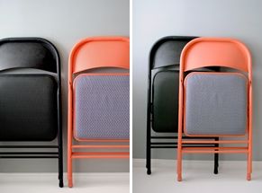 Add splash of paint and pattern to some dull folding chairs