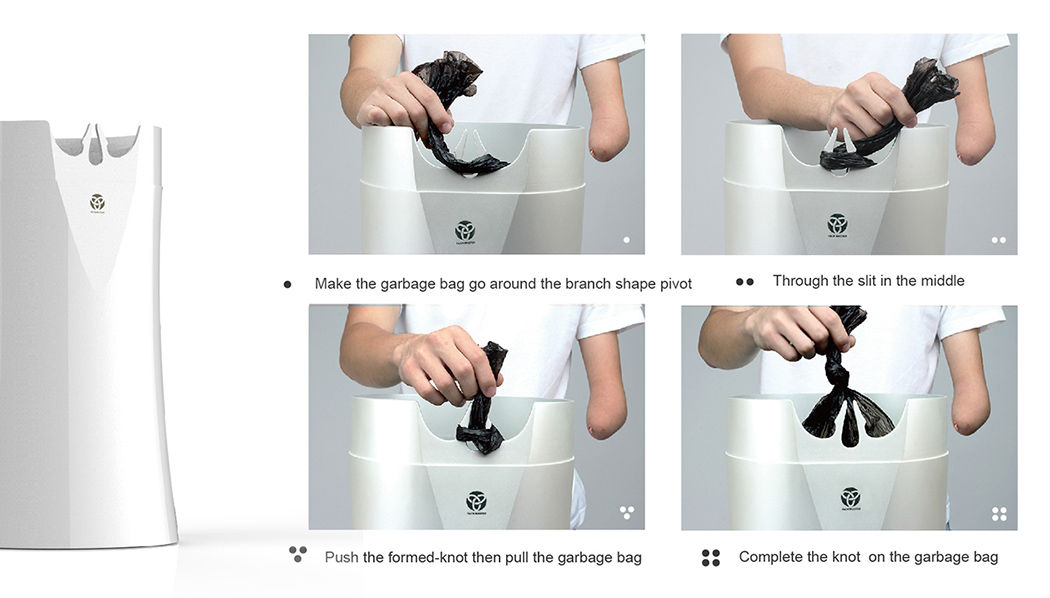 Convenient trash can that helps you tie knots without the gross hassle