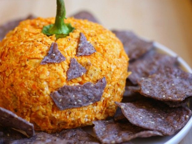 Nacho Jack-o'-Lantern Cheese Ball