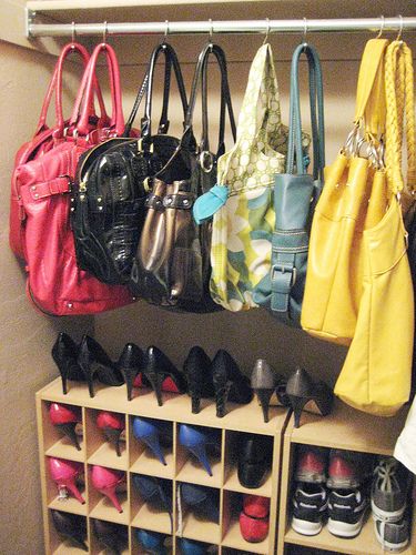Hang your purses with shower curtain hooks