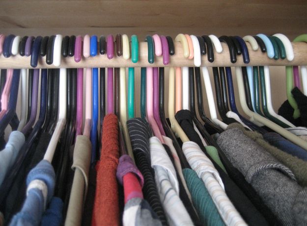 Turn around your hangers to clean out your closet