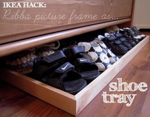 Use picture frame as shoe tray